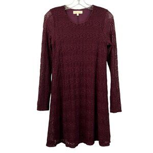Eight Sixty Womens Lace Shift Dress Long Sleeve Maroon Size Small